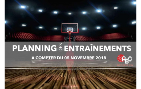 PLANNING ENTRAINEMENTS à compter du 05 novembre 2018