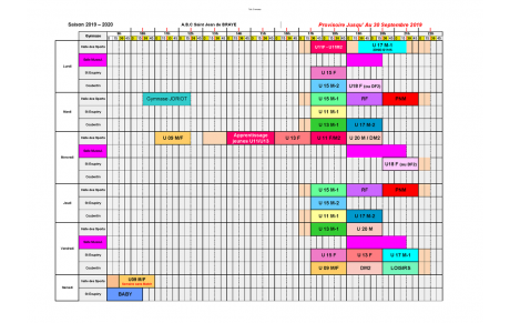 Nouveau planning jusqu'au 30 septembre 2019